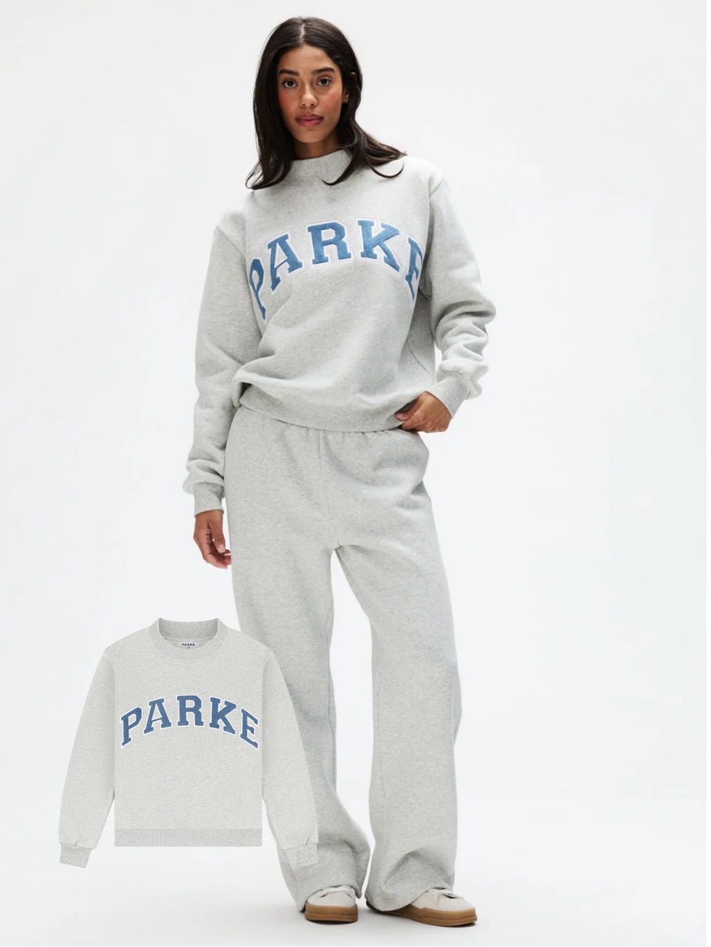 NWT - PARKE OG Varsity Mockneck - Sold Out S/M Classic Grey + Vintage Denim